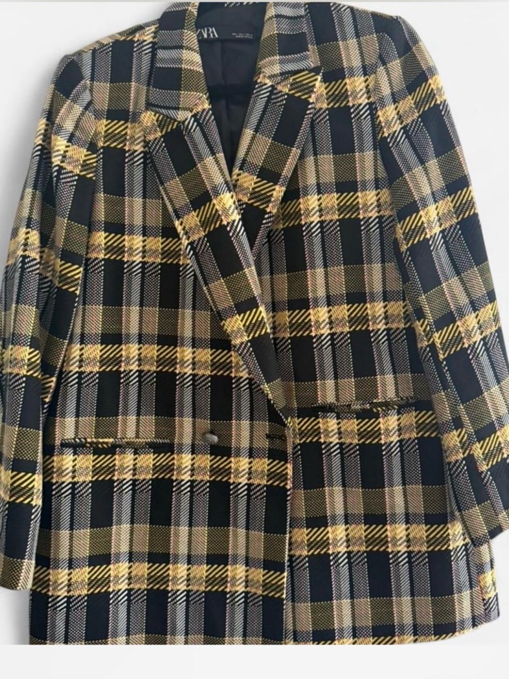 Zara Black, Yellow & Cream Check Blazer